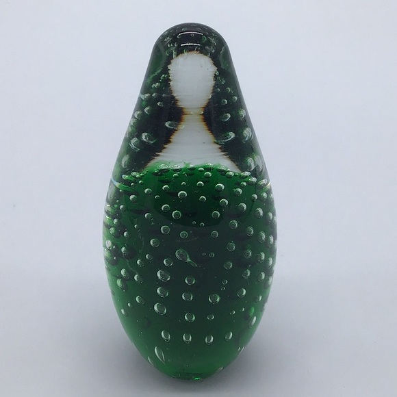 Art Glass Green Bullicante Paperweight - Picture 2 of 5